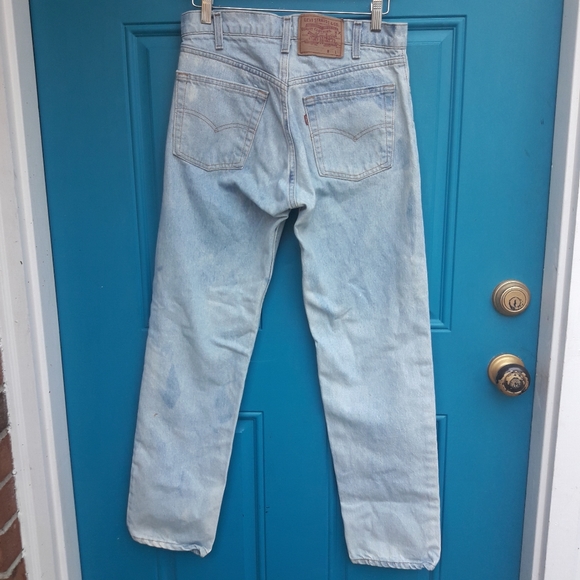 Vintage Levis Blue Jeans 505 Straight Leg Red Tag All Cotton Denim Size 31W 31L - Picture 16 of 16